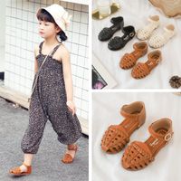Wholesale Kids Girls Summer Sandals Baby Toddler With Sweet Princess Soft Beach Shoes Black Beige Brown