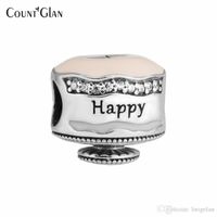 Wholesale Fits Pandora Bracelet Charms Beads for Jewelry Making Happy Birthday Cake Silver Charm Sterling Silver Jewelry DIY Beads