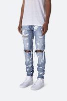 Wholesale Mens Printed Washed Hole Jeans Fashion Skinny Light Blue Bleached Pencil Pants Summer Hiphop Street Jeans