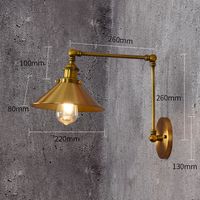 Wholesale 110V V Loft Style vintage E27Wall Sconce Swing Arm Bedside Lamp Modern Brass Bronze plated Wall Light Fixtures Iron lampshade