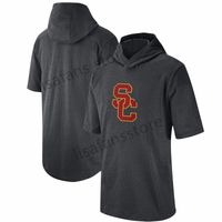 Wholesale Mens USC Trojans Tops sideline performance Shorts Sleeve Hooded Top Tee Printed college football hoodies T Shirts sweatshirts