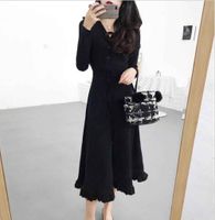 Wholesale 2019 early autumn new first love retro long skirt has a feminine temperament bottoming long sleeve knitted dress