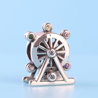 Wholesale Personality Creative Ferris Wheel Charm Beads for Pandora sterling silver with CZ diamond temperament DIY bracelet beaded with box