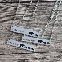 Wholesale JG Silver Gold Plated Bar Necklace Polar Mama Bear Necklace Gifts for Mom Wife Mother s Day Gift Birthday Remembrance K6094