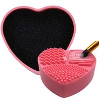 Wholesale Tamax MP025 Silicone Makeup Brush Cleaner Portable Compact Cleaners practical cosmetic Brush Cleaning Box Scrubber Cleaner Dry wet Dual Use