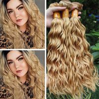Honey Blonde Virgin Brazilian Water Wave Cabello Humano 3 Paquetes Ofertas 27 Blonde Strawberry Wet And Wavy Hair Weave Extensiones De Tramas