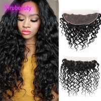 Wholesale Indian Virgin Human Hair x4 Lace Frontal Water Wave With Baby HairLace Frontal Wet And Wavy Human Hair Top Closures