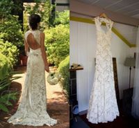 Wholesale 2019 Full Lace Wedding Dresses Sheath Country Off Shoulder Sexy Backless Bridal Gowns with Bow Cheap Dress