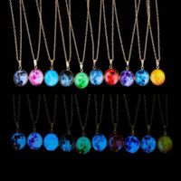 Wholesale Fashion Luminous Moon Necklace Blu ray Pendant Necklace Cosmic Glass Necklaces Sweater Chain Jewelry Gift