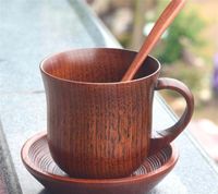 Wholesale Small Wooden Cup Exquisite Tea Milk Coffee Mug Eco Friendly Tumbler Retro Resistance To Fall Classical Have Handles tbb1