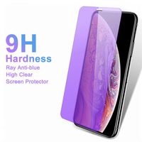 Wholesale 9H D Anti Blue Ray Purpel Light Tempered Glass for iPhone X XR XS Pro MAX S Plus SE Screen Protector Eyes Care