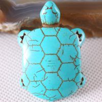 Wholesale Fit Necklace Natural Stone Bead Green x48MM Turtle Blue Howlite Pendant no chain