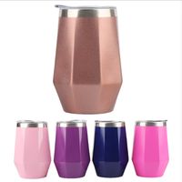 Wholesale 12OZ Stainless Steel thermos Water Bottle Vacuum Wine Flask Diamond Shape Car Mug Coffee Milk Thermo Thermal Mugs Tumbler insulated Drink Cup