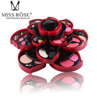 Wholesale Miss Rose Big Plum Eye Shadow Set Rotate Natural Sexy Makeup Kit Eyeshadow Palette Blush Powder Lip Gloss Mirror Kit