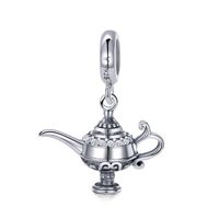 L/ámpara m/ágica de Aladdin Retro Metal Fairy Tale Aladdin Magic Genie Teapot L/ámpara de aceite Inicio Decoraci/ón de mesa azul transparente