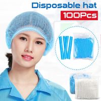 Wholesale 100PCS Disposable Hair Shower Caps Hats PVC Pleated Anti Dust Hat Hotel Salon Supplies Set Blue White Shower Caps FY4024