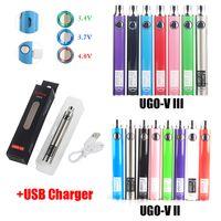 Wholesale 100 Original UGO V2 V3 I II Battery mAh Preheat VV Battery Micro USB Charger Fit Thread EGo Thick Oil Vape Cartridge