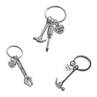 Wholesale 2019 Zinc Alloy Ancient Silver Dad s Family Gadgets I Love You Heart Pendant Dad s Tools Keyring Keychain Creative Jewelry Father s Day Gift