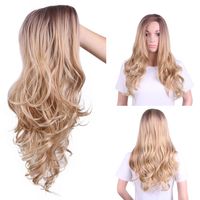Wholesale Hairpiece Europe and the United States hot women long curly hair new chemical fiber wig hair mask dye T color source periwig