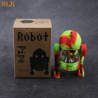 Wholesale Glass robot bottle shape smoking pipe silicone dab rig plastic acrylic collapsible bong soft pipe for vaporizer shop