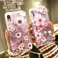 Wholesale Peach Blossom iPhone XR mobile phone shell Apple plus flash quicksand XS Max full package fall prevention S fresh Korean version new