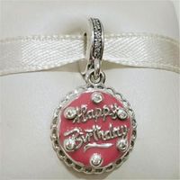 Wholesale 2020 Mother s Day Sterling Silver Pink Birthday Cake Dangle Charm Bead Fits European Pandora Style Jewelry Bracelets Necklace