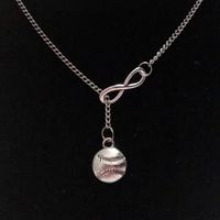 Wholesale Hot Fashion Baseball Softball Infinity Charms Collar Pendant Necklace Sweater Chain Silver Tone Women Men Sports Jewelry Gifts