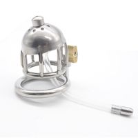 Wholesale Male Stainless Steel Chastity Cage with Extra Long Soft Drain Tube Men s Metal Locking Belt Urethral Catheter Sexy Toys DoctorMonalisa CC030