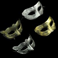 Wholesale Men s retro Greco Roman Gladiator masquerade masks Vintage Golden Silver Mask silver Carnival Mask Mens Halloween Costume Party Mask