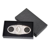 Wholesale Pocket Stainless Steel Cigar Knife Portable tobacco Cigar Cutter scissors with black gift box double blades cigar tools best Christmas Gift