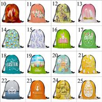 Wholesale 41 styles Easter Backpack Rabbit Eggs Drawstring Bag Cartoon Bunny Print Bags Kids Gift Drawstring New