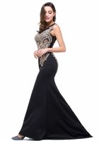 Wholesale Sheer Neck Black Red Formal Evening Dresses Beads Real Image Embroidery Long Sleeve Occasion Pageant Party Gowns Arabic Plus Size