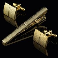 Wholesale Gold Plating Tie Clip and Cufflinks Set for Men Classic Meters Tie Clips Cufflinks Sets Nickel Plating Collar Pin Fashion Jewelry