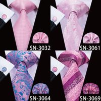 Wholesale Silk Men Tie Pink Floral Neck Ties for Men Luxury Silk Necktie Handkerchief Fashion Designer Business Wedding Mens Ties