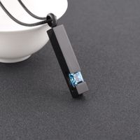 Wholesale Inlay Multi Colored Crystal Bar Memorial Urn Necklaces for Cremation Ashes Stainless Steel Black Plating Cylinder Keepsake Jewelry Unisex