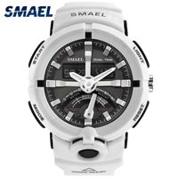Wholesale 2017 New Electronics Watch Smael Brand Men s Digital Sport Watches Male Clock Dual Display Waterproof Dive White Relogio