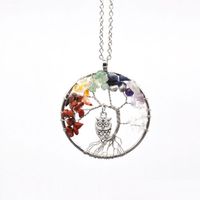 Wholesale 7 Chakra Quartz Natural Crystal Stone Tree of Life Owl Necklaces Fashion Pendant Jewelry