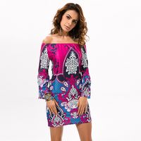 Robe De Plage Pour Femme Robe à Motif Thaïlandais Jupe à Col Montant Robe à Taille Haute Jupe De Cadence Jupe à Manches Régulières 58