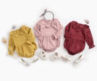 Wholesale Ins Baby clothing Spring Fall cotton romper Ruffle Collar Solid Color Long sleeve Girl romper Baby cuasual clothing
