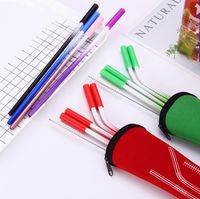 Wholesale Fashion Portable Metal Straws Set Creative Stainless Steel Reusable Straws Suit Paint With Silicone Tip Drinking Straws SN3081