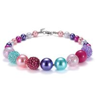 Wholesale Jewelry for Little Girls Kids Necklaces Fashion Girls Chunky Beads Bubblegum Necklace Pink Purple Diamond Bead