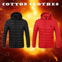 Wholesale S XL USB Charging Smart Cotton Jacket for Men Women Upgrade Winter Electric Heated Long Coat Female Outdoor Windproof Outwear