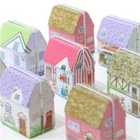 Wholesale Small House Candy Box Wrap Printing Pattern Tinplate Creative Wedding Birthday Gift Boxes Storage Case Party Supply gq H1