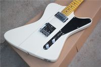 Wholesale White Electric Guitar with Black Pickguard Retro Yellow Maple Neck Chrome Hardware Offering Custom Service