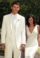 Wholesale African White Mens Wedding Suit for Groom Jacket Pants Vest Black Lapel Groom Tuxedo Groomsman Suit for Wedding