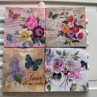 Carta Tovaglioli Annata Elegante Tessuto Festa A Casa Asciugamano Fiore Farfalla Timbro Matrimonio Compleanno Bella Decorazione