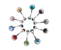 Wholesale New Stainless Steel belly button rings Navel Rings Crystal Rhinestone Body Piercing bars Jewlery for women s bikini fashion Jewelry