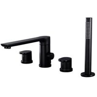 Wholesale High Quality matte black Hot Cold Spout Deck Mounted Bathtub Faucet Holes Bathroom Basin Mixer Hand Shower Head Set SH0288