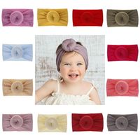 Wholesale Baby Nylon Head Bands Styles Solid Color Turban Super Soft Ball Knot Hair Band Girls Headband Kids Headwraps Toddler Hair Accessory