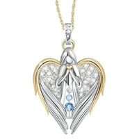 Wholesale 10pcs New Creative Angel Love Inlaid Rhinestone Necklace Love Guardian Angel Pendant Necklace Women Birthday Party Jewelry Gift T